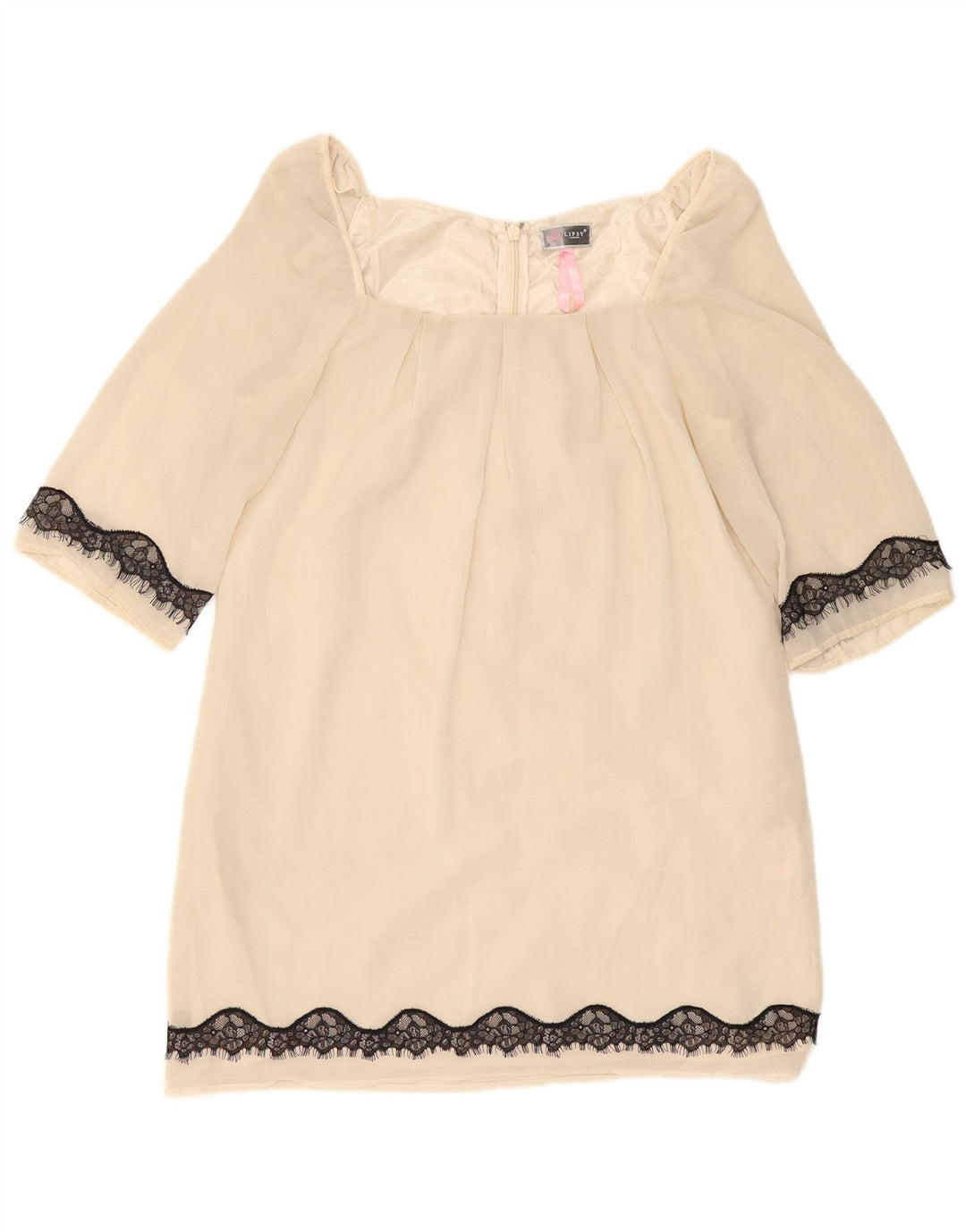 Lipsy Womens 3/4 ærmet Shift Dress UK 14 Medium Off White Polyester