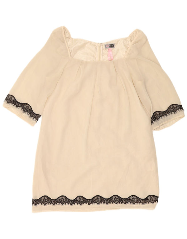 Lipsy Womens 3/4 ærmet Shift Dress UK 14 Medium Off White Polyester