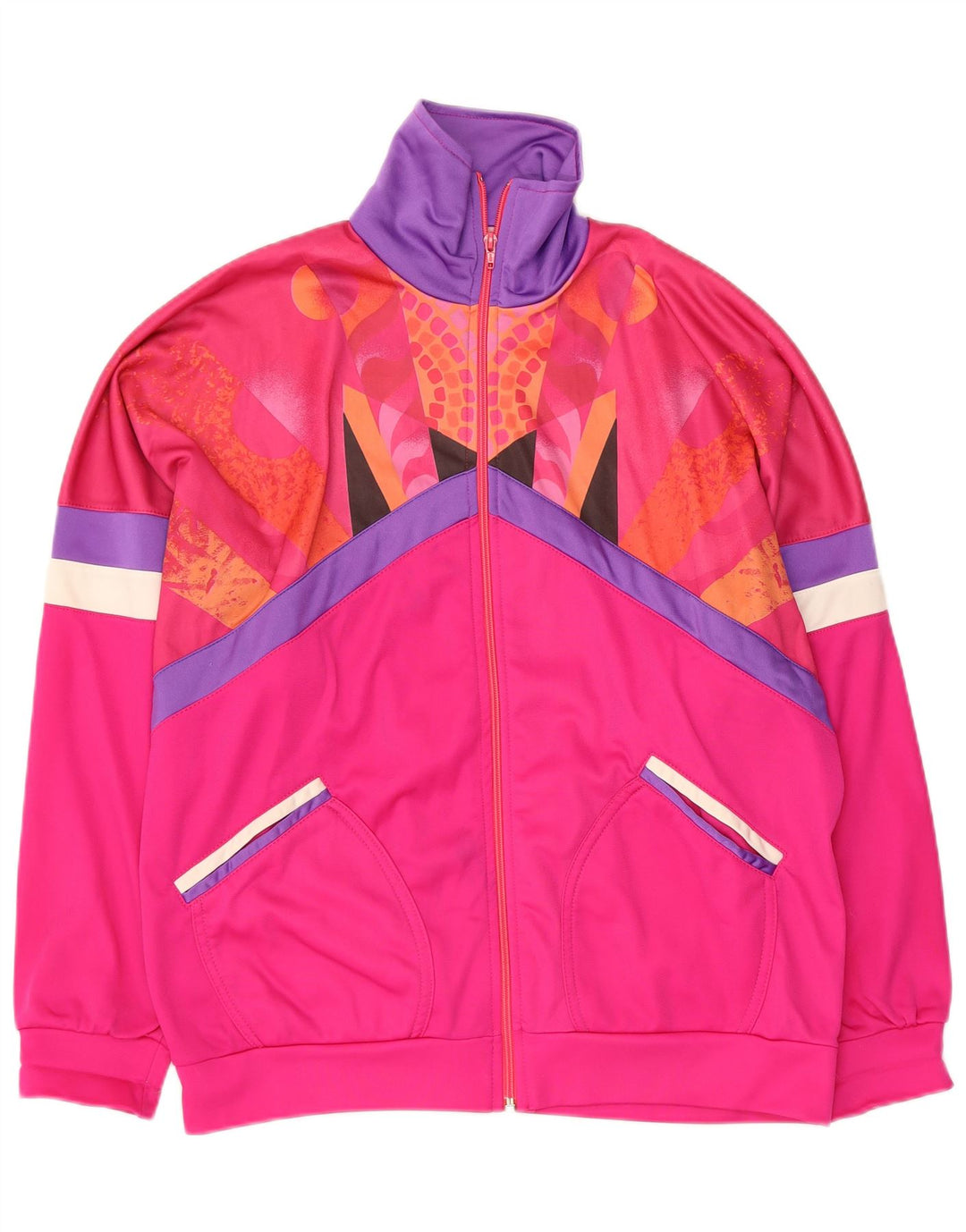 Vintage træningsdragt til mænd Topjakke UK 38 Medium Pink Colourblock Polyester