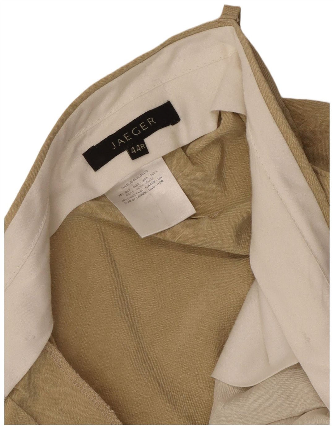 Jaeger Herre Straight Cropped Trousers W44 L26 Beige Silk
