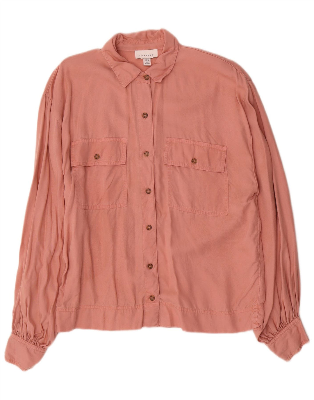Topshop Dame Oversized Skjorte UK 10 Small Pink Lyocell