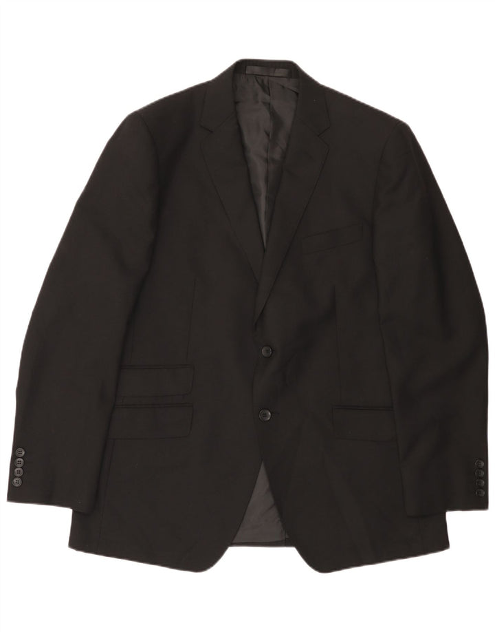 MARKS & SPENCER Herre 2-knaps blazerjakke UK 42 Stor sort polyester