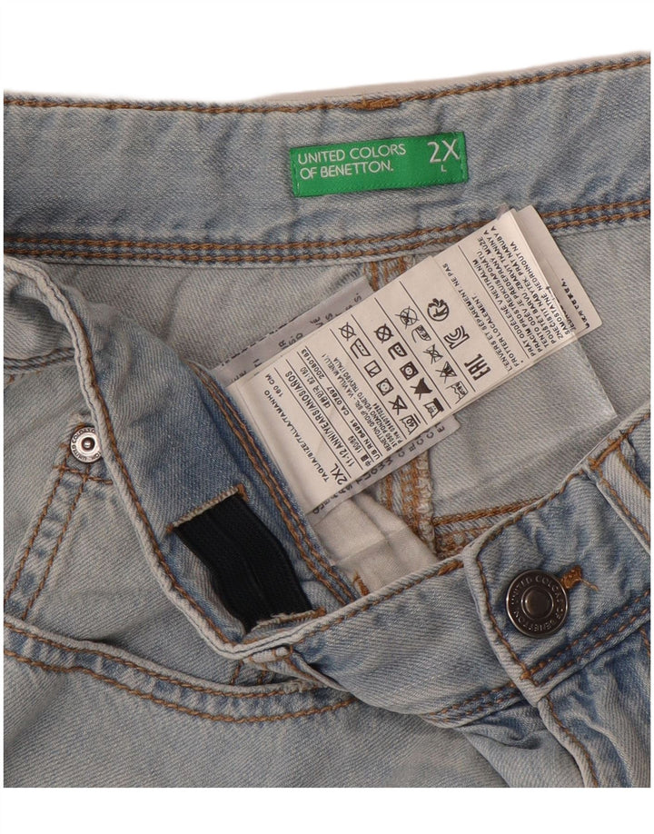 Benetton Boys Denim Shorts 11-12 år 2XL W28 Blå Bomuld
