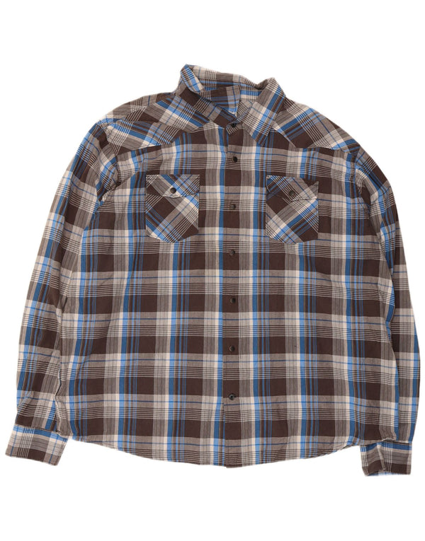 Wrangler Mens Shirt 3XL Brown Check Cotton