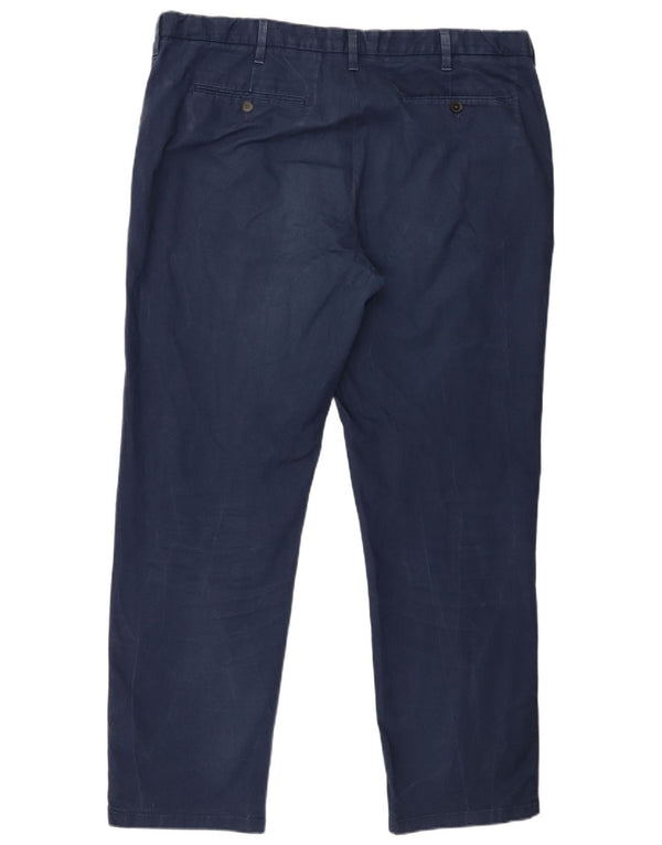 Marks & Spencer Mens Straight Chino Trousers W40 L31 Navy Blue Cotton