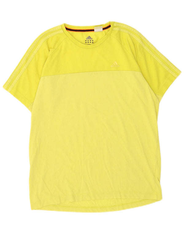 Adidas Herre Climalite T-Shirt Top Medium Gul Bomuld