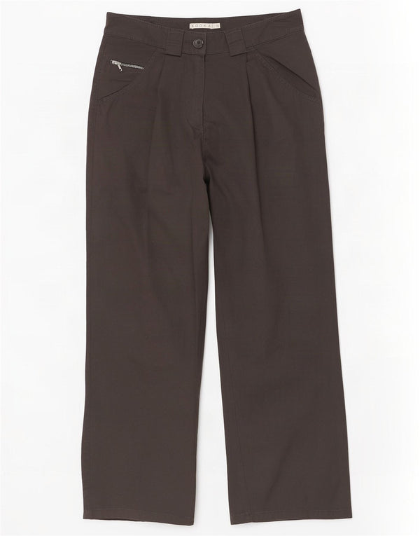 Kookai Womens High Waist Cropped Trousers EU 36 Small W28 L26 Brown