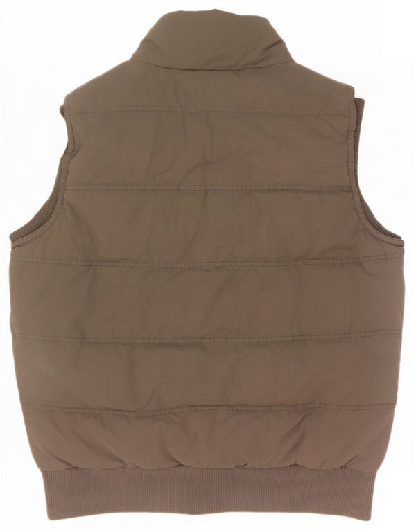 Fat Face Dame Sherpa Polstret Gilet UK 16 Large Khaki Polyester