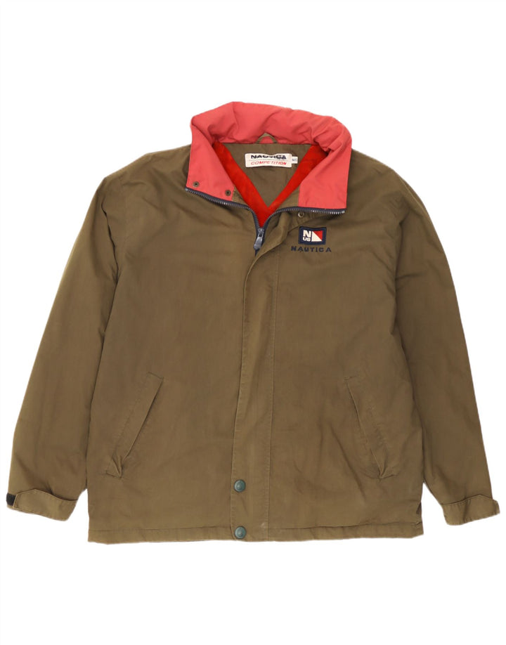 Nautica Herre grafisk regnjakke med hætte UK 38 Medium Khaki Polyester