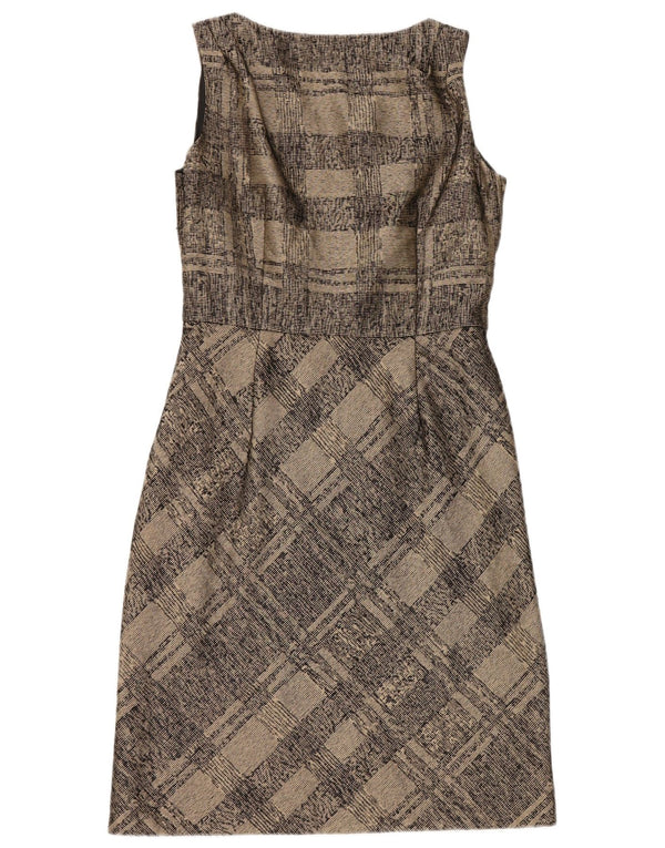 Monsoon Womens Sleeveless Sheath Dress UK 12 Medium Grey Plaid Viscose
