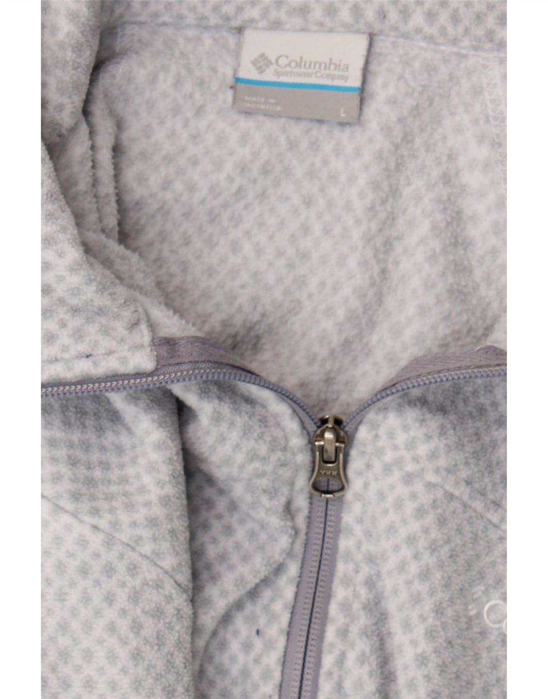 COLUMBIA Womens Fleece Jacket UK 16 Large Grey Spotted Polyester Vintage Columbia and Second-Hand Columbia from Messina Hembry 
