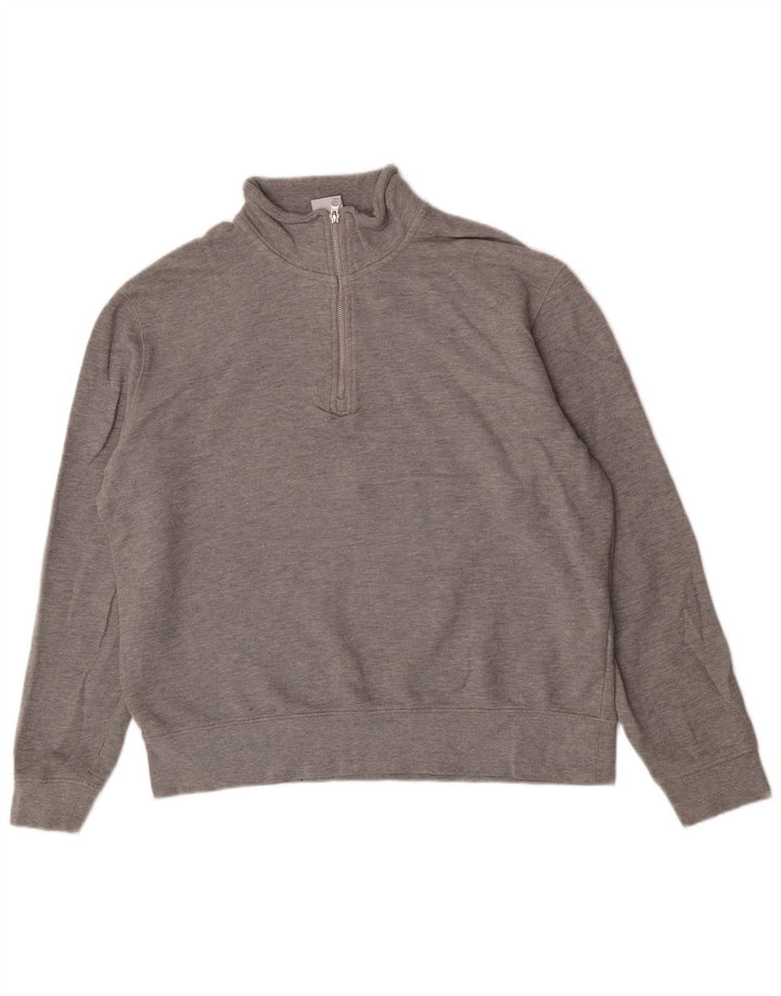 Zara Sweatshirt med lynlås til mænd XL Grå bomuld