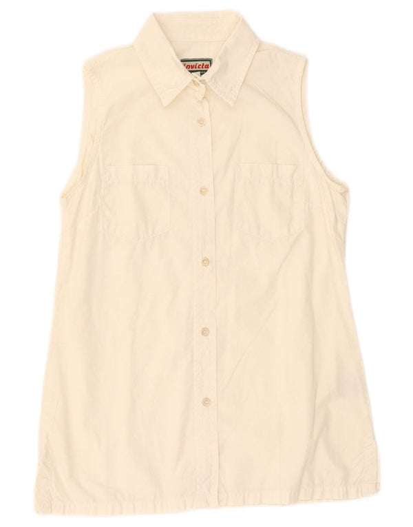 Invicta ærmeløs skjorte til kvinder UK 12 Medium hvid bomuld