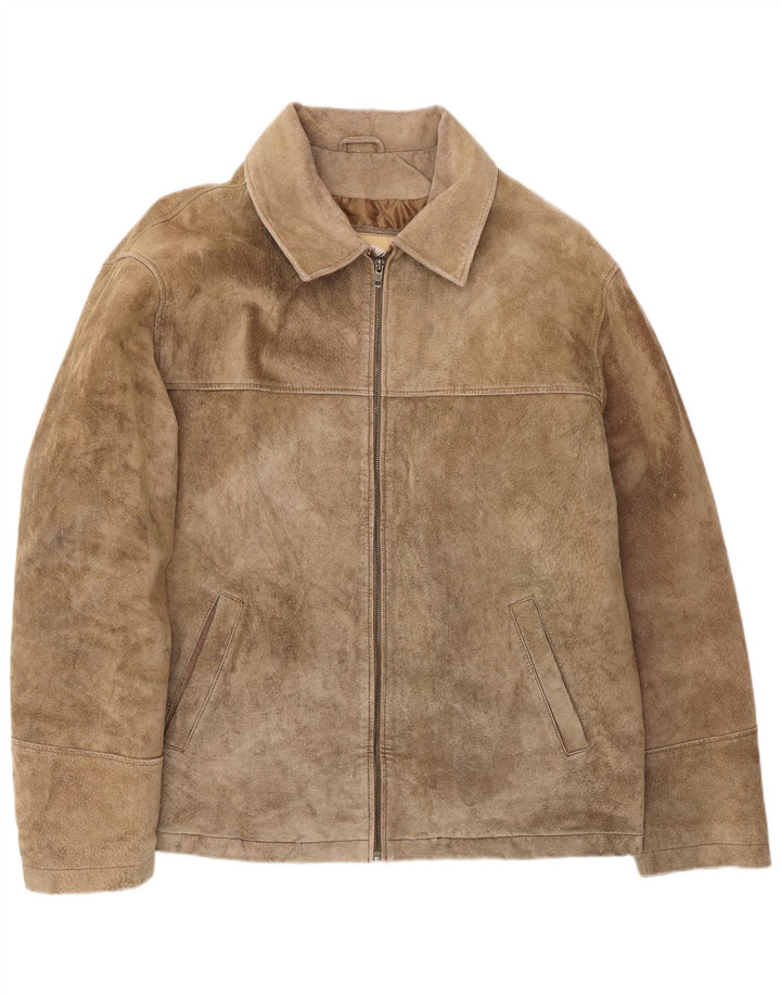 Vintage herre ruskindsjakke IT 54 2XL brunt læder