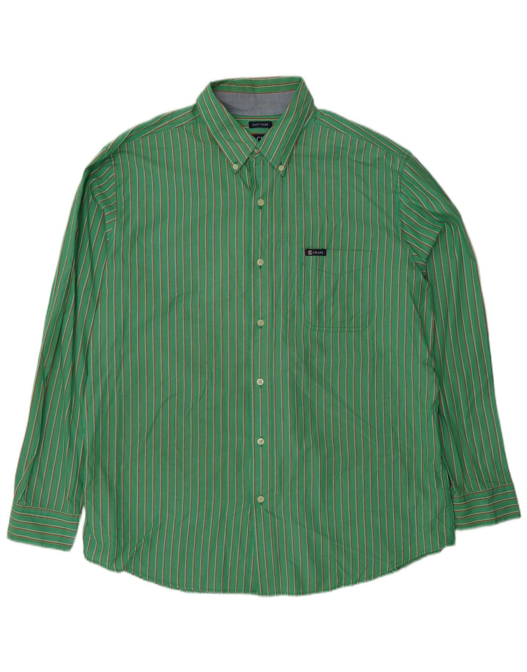 Chaps Herre Easy Care Shirt XL Grøn Stribet Bomuld