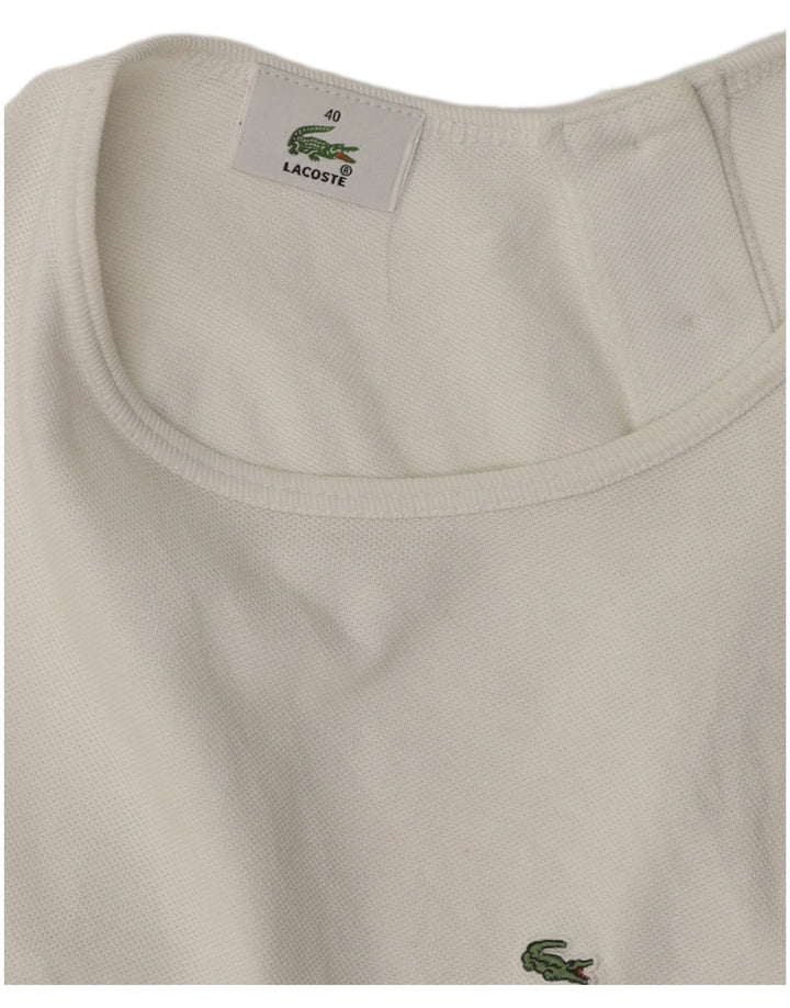 LACOSTE Womens Crop Vest Top Size 40 Medium White Cotton