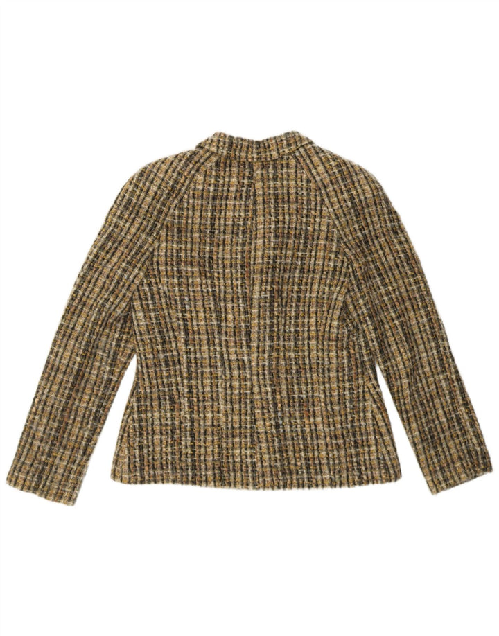 Luisa Spagnoli Dame 3-knaps blazerjakke IT 46 Stor Khaki Ternet Uld