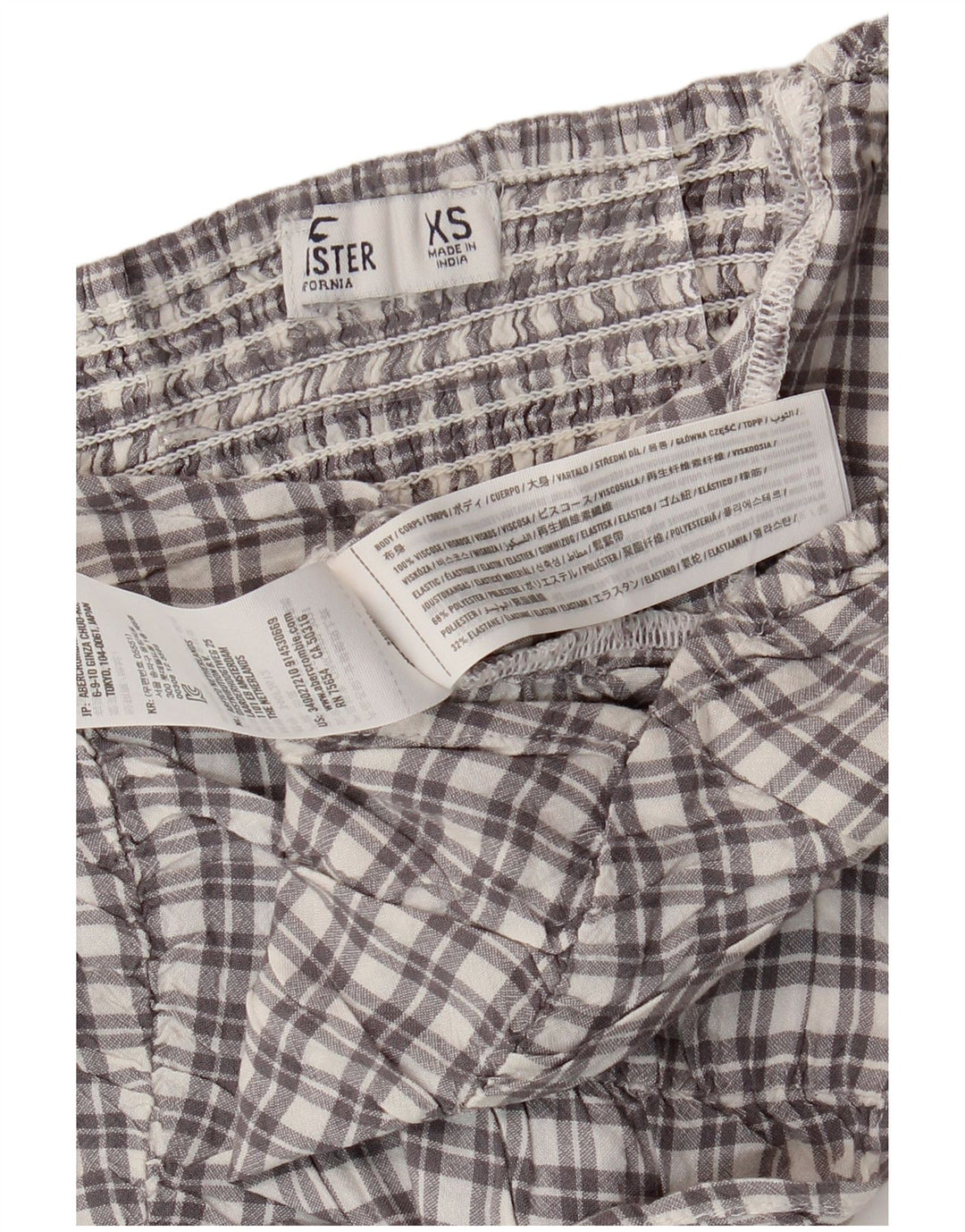 HOLLISTER Womens Crop Top UK 4 XS Grå ternet viskose