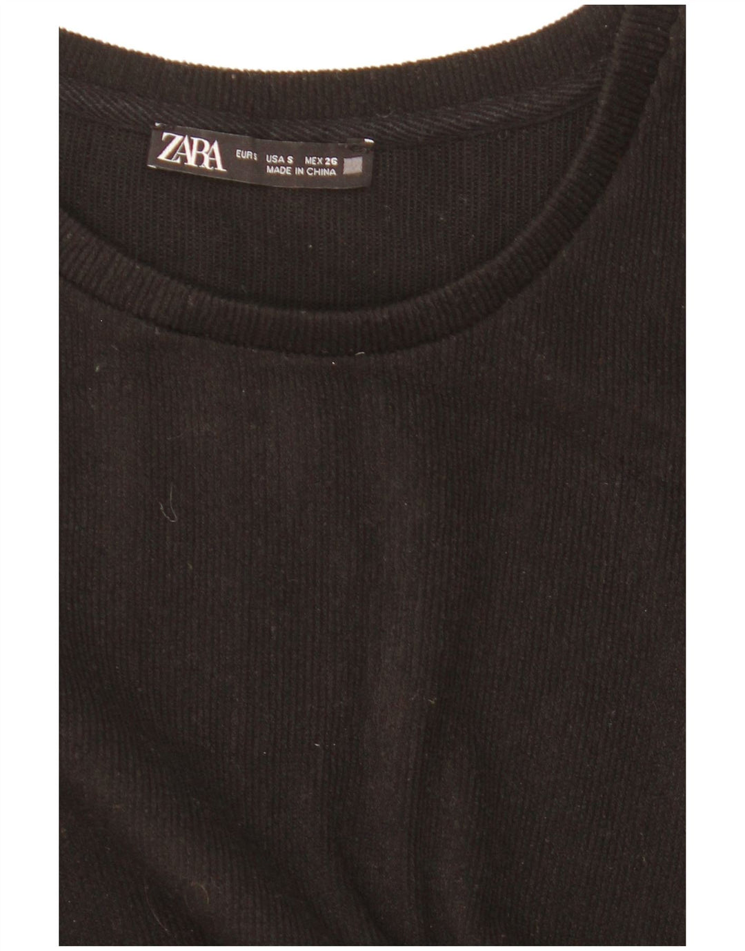 Zara Womens Crop Langærmet Oversized Bluse Top UK 10 Small Black