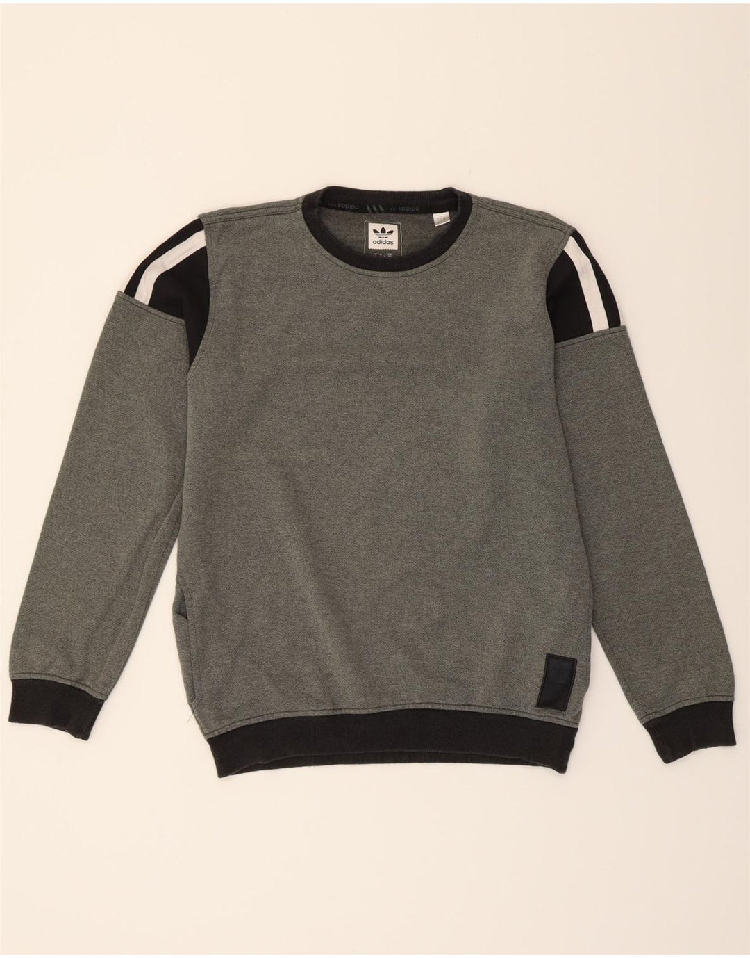 ADIDAS Mens Sweatshirt Jumper Small Grey Colourblock Cotton Vintage Adidas and Second-Hand Adidas from Messina Hembry 