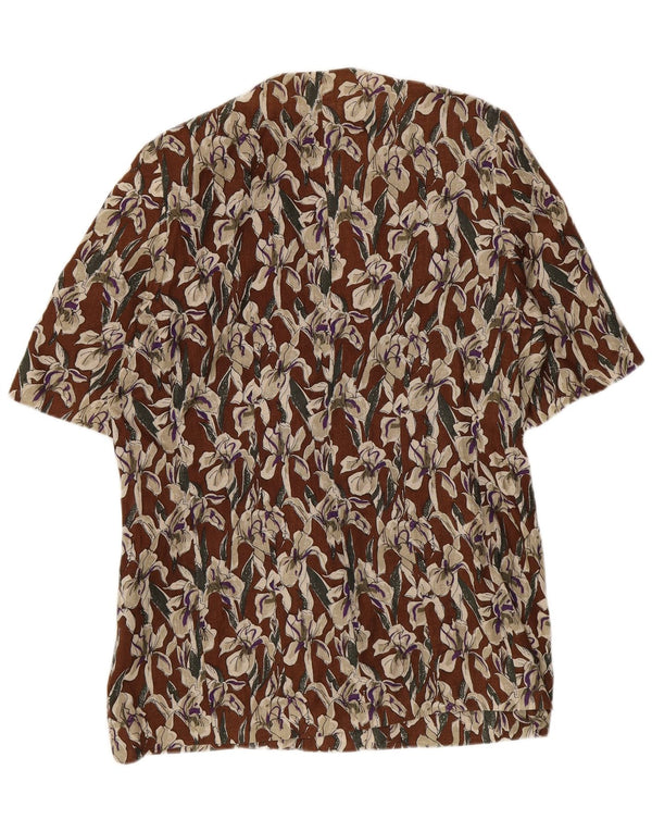 Les Copains Dame Kortærmet Blazer Jacket UK 16 Large Brown Floral