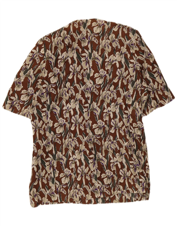 Les Copains Dame Kortærmet Blazer Jacket UK 16 Large Brown Floral