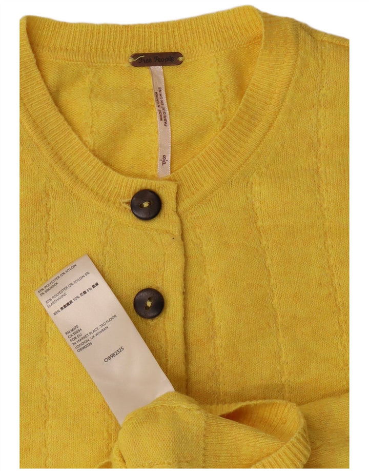 PEPE Jeans Dame Crop Cardigan Sweater UK 10 Lille Gul Polyester