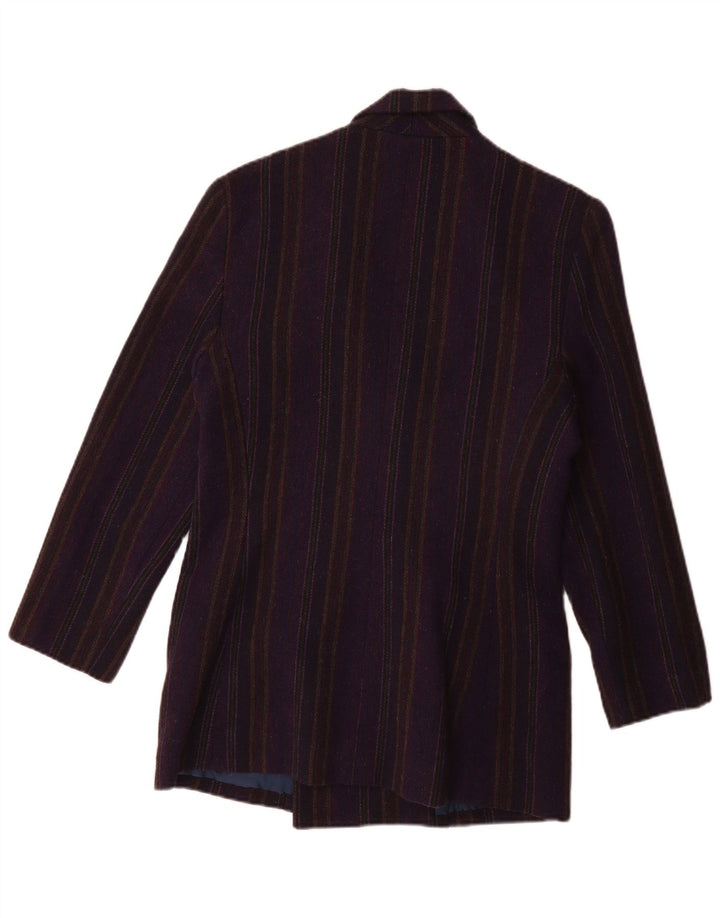 VINTAGE Womens Double Breasted Blazer Jacket UK 14 Medium Purple Striped