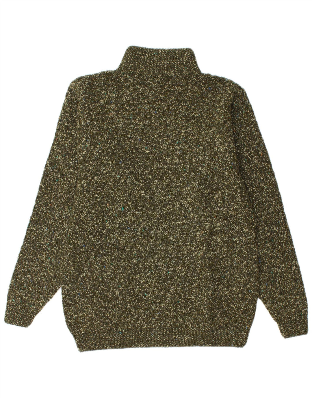 Vintage Herre lynlås-hals sweater Medium Khaki Flecked