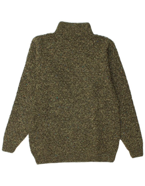 Vintage Herre lynlås-hals sweater Medium Khaki Flecked