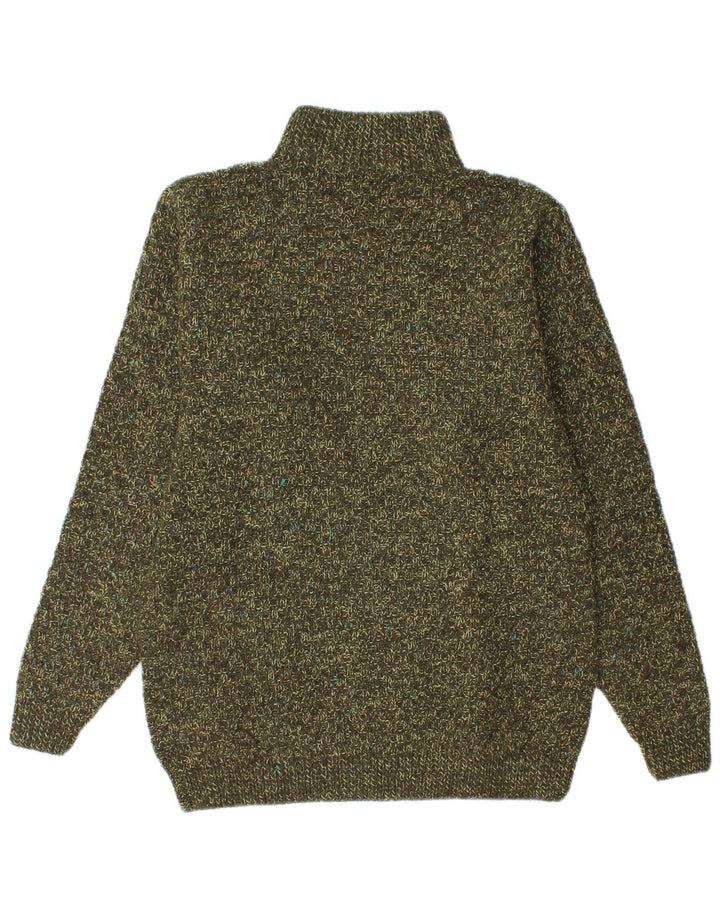 Vintage Herre lynlås-hals sweater Medium Khaki Flecked