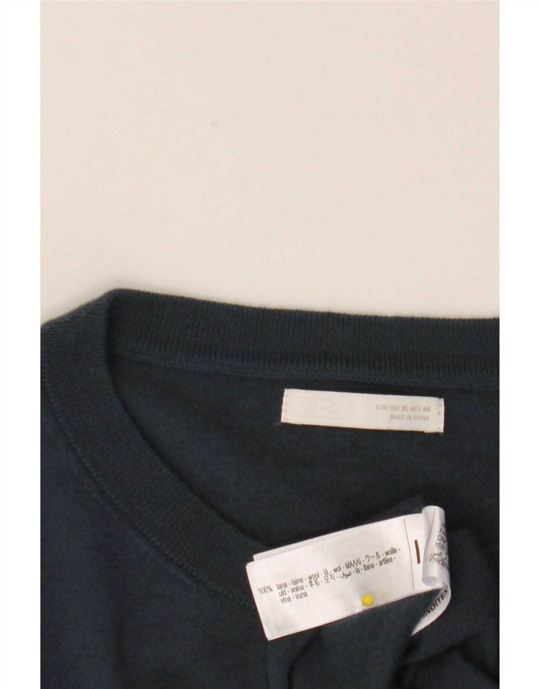 Zara Herre Boat Neck Jumper Sweater XL Navy Blue Uld
