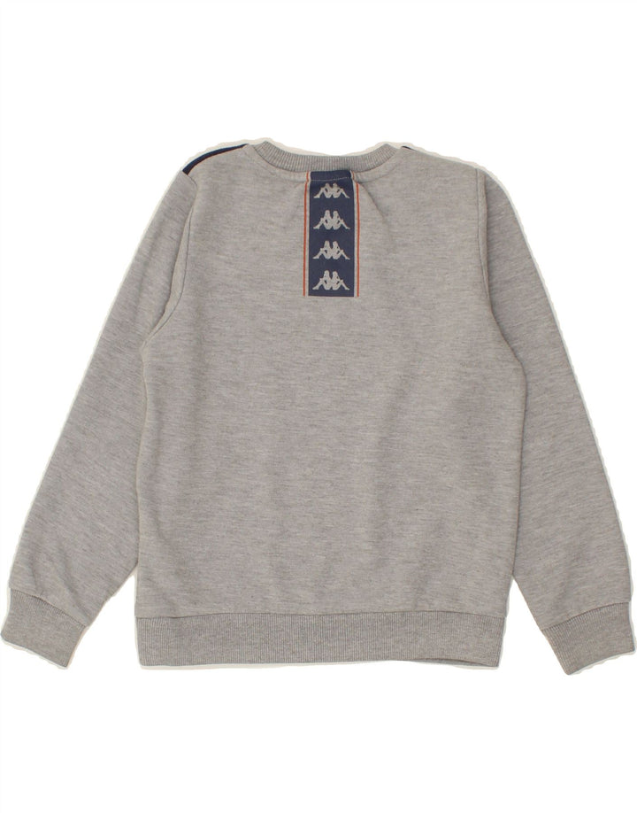 KAPPA Boys Graphic Sweatshirt Jumper 7-8 Years Grey Colourblock Polyester Vintage Kappa and Second-Hand Kappa from Messina Hembry 