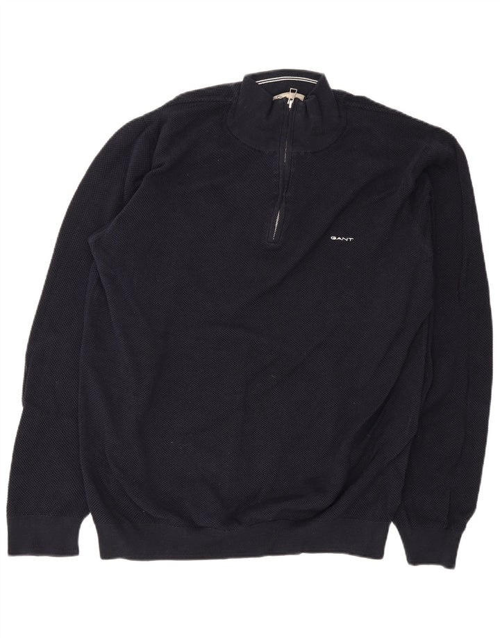 Gant herre lynlås-hals sweater 2XL marineblå bomuld
