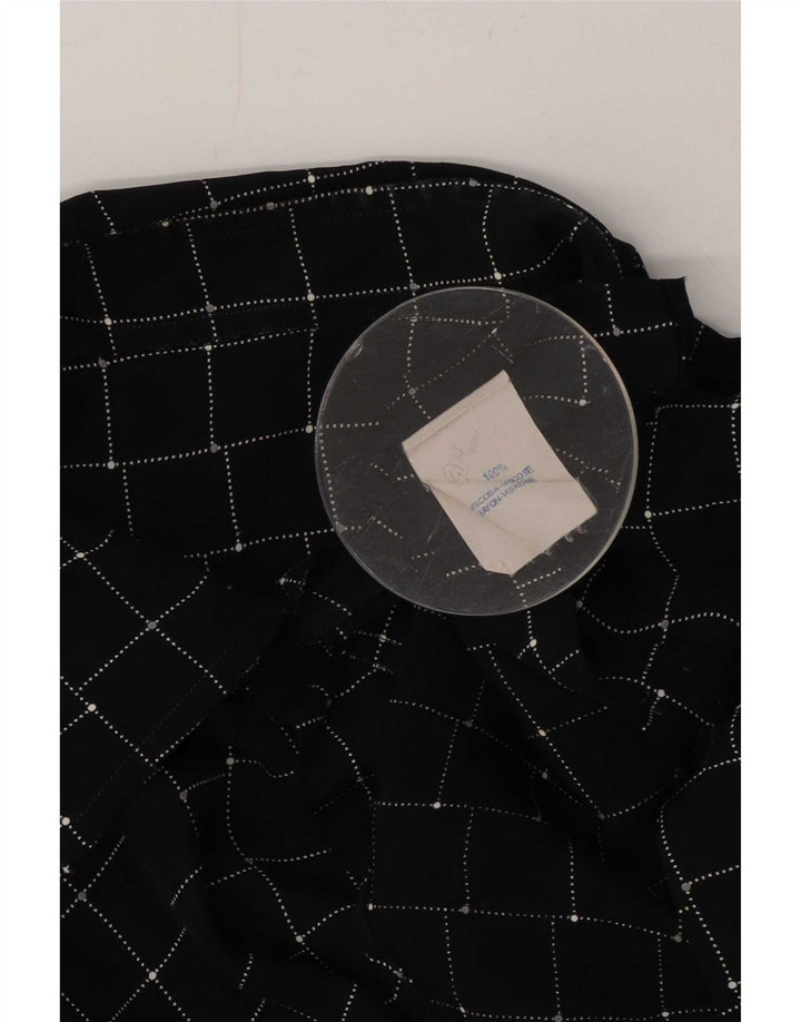 Vintage herreskjorte stor sort geometrisk viskose