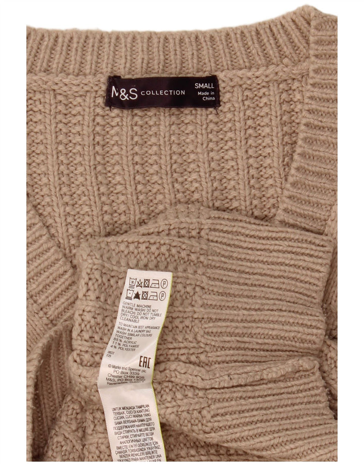 Marks & Spencer Dame Oversized V-hals sweater UK 10 Small Beige