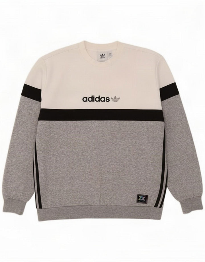Adidas grafisk sweatshirt til mænd Medium Hvid Colourblock Polyester