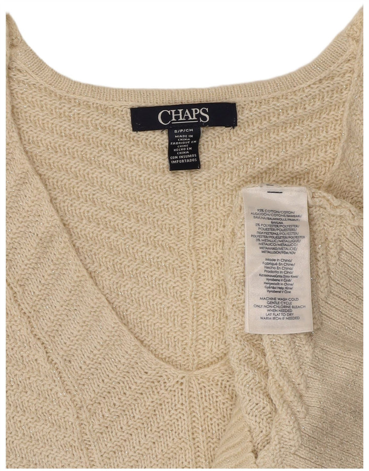 CHAPS Dame V-hals sweater UK 10 Small Off White Bomuld