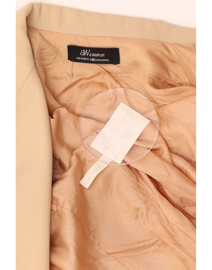 Vintage Dame 2 Button Blazer Jacket UK 10 Small Beige Polyester