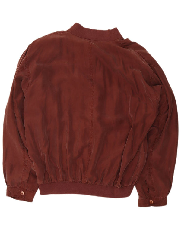 Cacharel Herre Loose Fit Bomber Jacket UK 40 Large Burgundy Silk