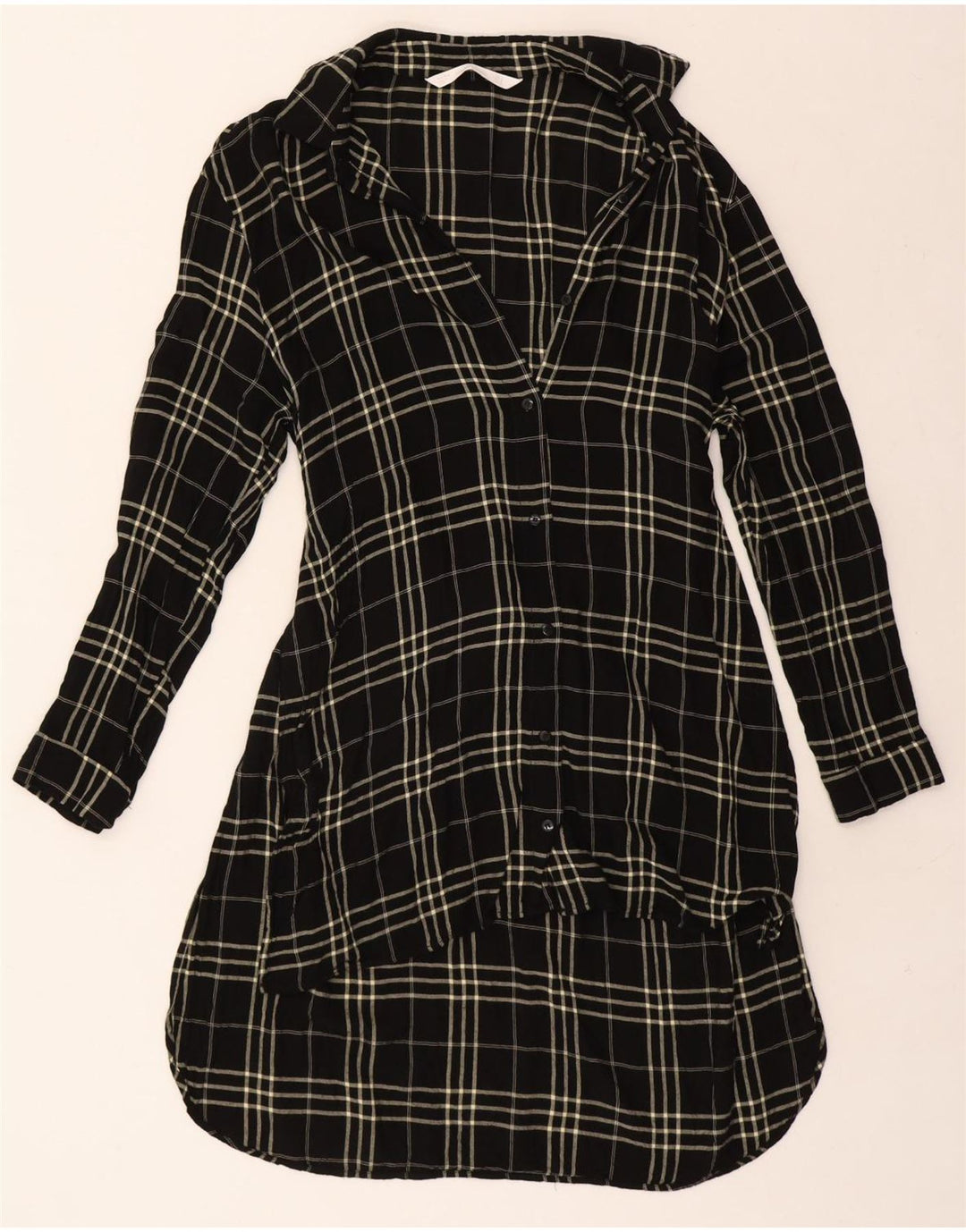 ZARA Womens Shirt Dress UK 10 Small Black Check Viscose Vintage Zara and Second-Hand Zara from Messina Hembry 