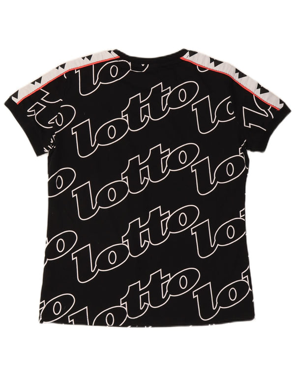 Lotto Dame Grafisk T-Shirt Top UK 16 Stor Sort Colourblock Polyester