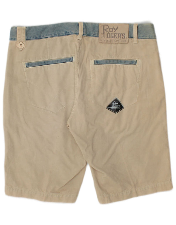 ROY ROGERS Chino Shorts til mænd W34 Large Beige Colourblock Bomuld