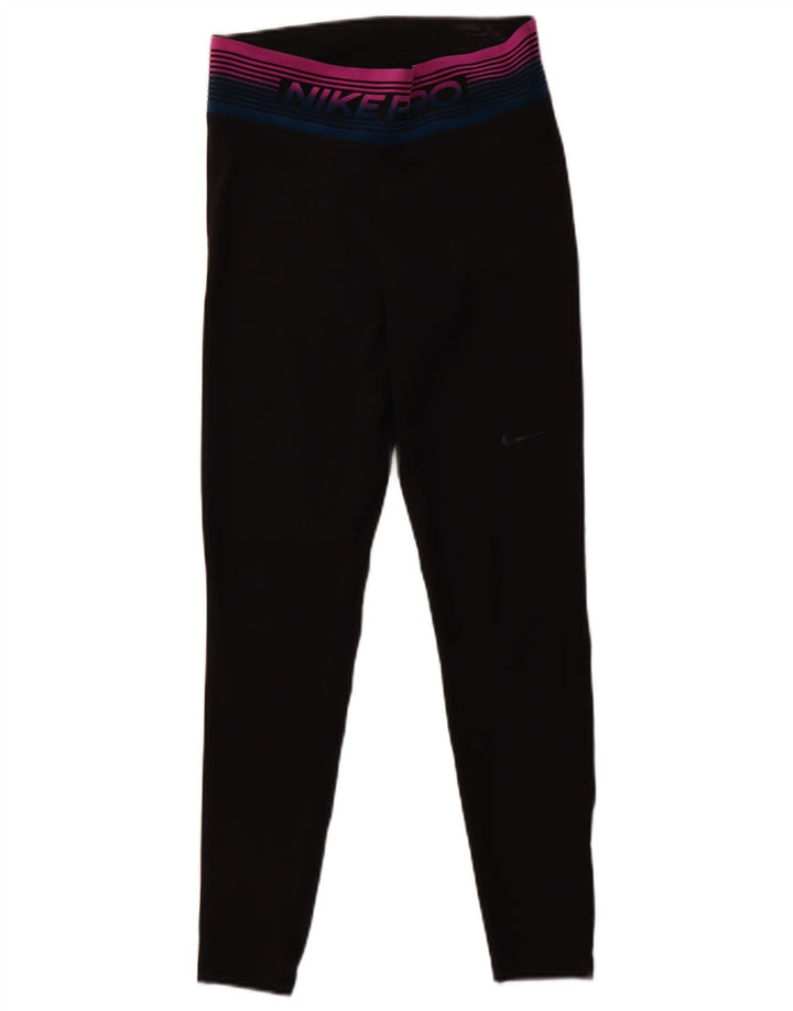 NIKE Grafiske Leggings til kvinder UK 12 Medium Sort Polyester