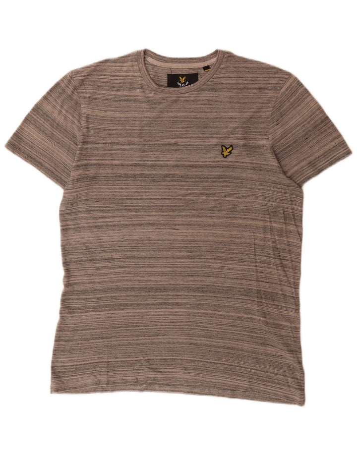 Lyle & Scott Herre T-shirt Top mellemgrå nålestribet bomuld