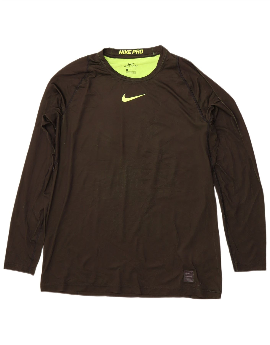 NIKE Mens Grant Fit Top Long Sleeve Large Green Polyester