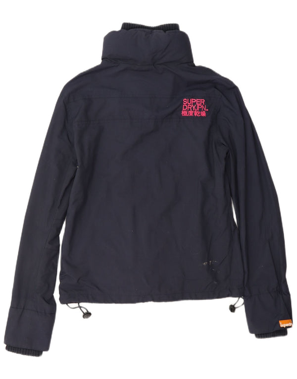 Superdry Regnjakke til kvinder UK 14 Medium Navy Blue Nylon
