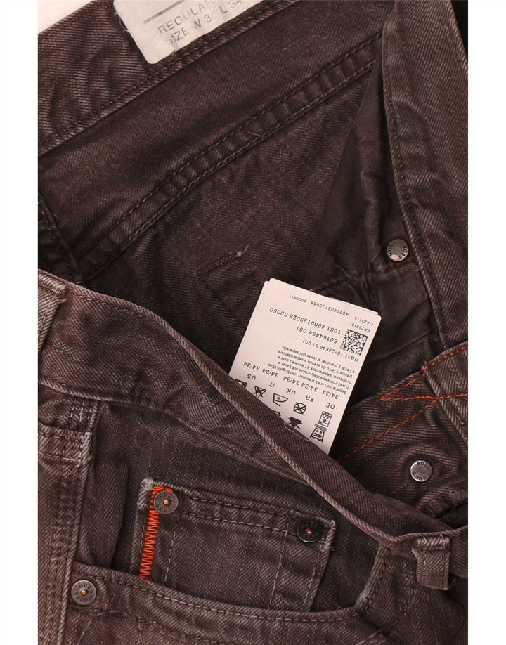 Hugo Boss Herre Regular Fit Straight Jeans W34 L33 Brun Bomuld