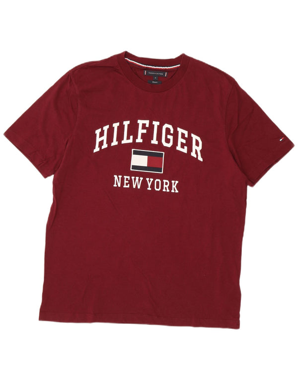 Tommy Hilfiger Herre Regular Fit Grafisk T-Shirt Top Medium Bourgogne Bomuld