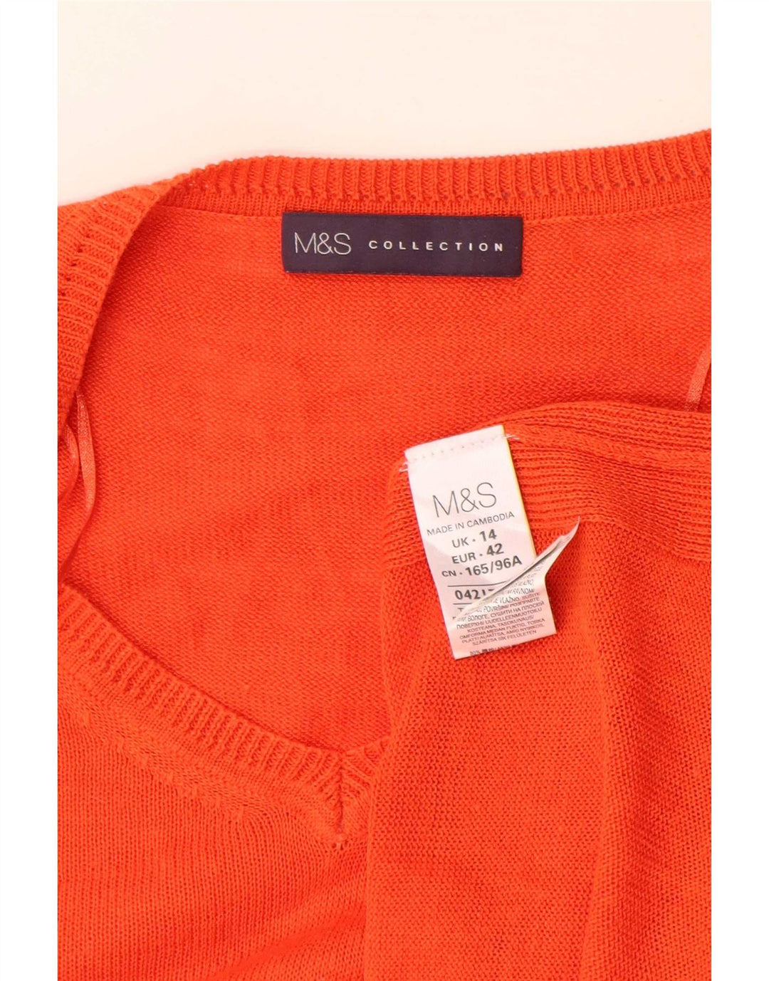 Marks & Spencer Dame Oversized V-hals sweater UK 14 Large Orange